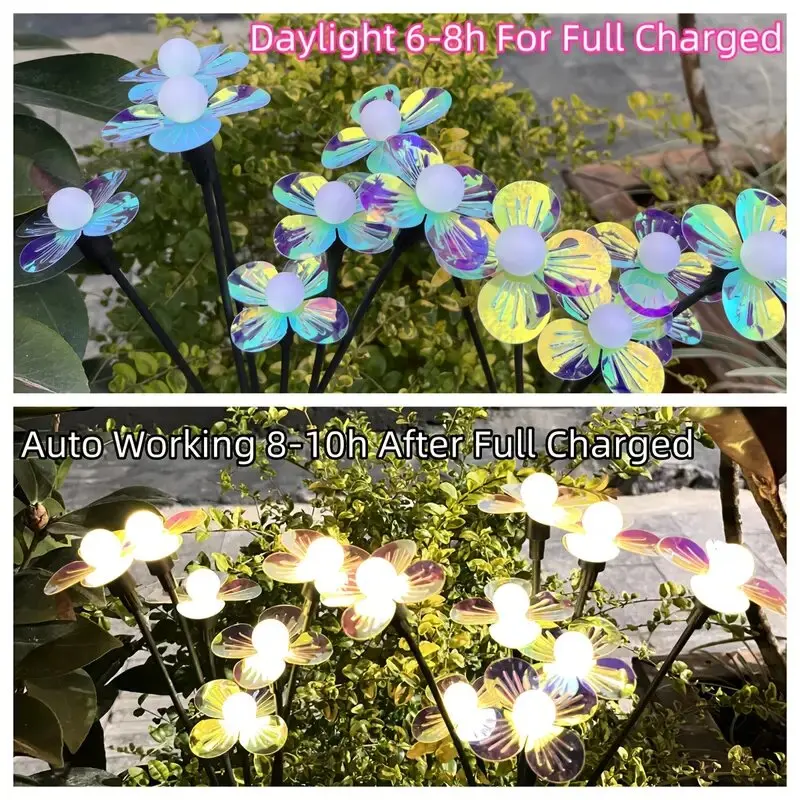 1PC Solar Firefly Flower LED Lights,Outdoor Waterproof 2 Modes Decoration Lamp,Landscape Lighting For Garden,Lawn,Patio,Pathway