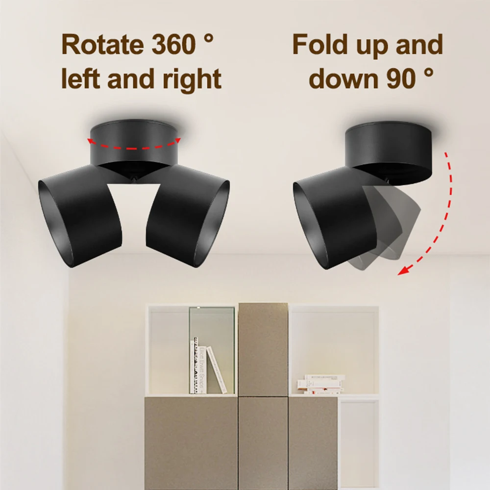 LED Downlights 3 Color Change Room Decor Fixture Foldable Spotlight Indoor Ceiling Lamp for Bedroom Living Room Kitchen Led Spot