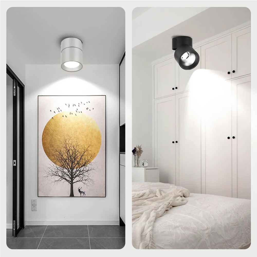 LED Downlights 3 Color Change Room Decor Fixture Foldable Spotlight Indoor Ceiling Lamp for Bedroom Living Room Kitchen Led Spot