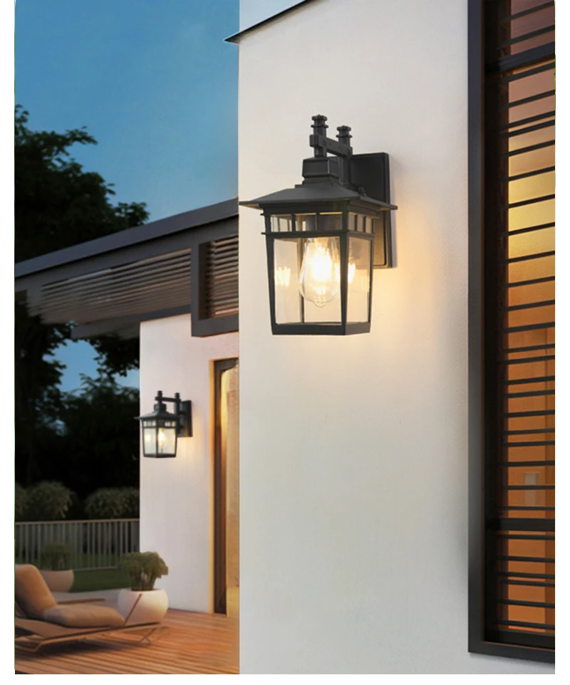 LED Outdoor Waterproof Wall Lamp Iron Painted Garden Balcony Corridor Wall Lamp Minimalist Decorative Wall Lamp AC110-220V