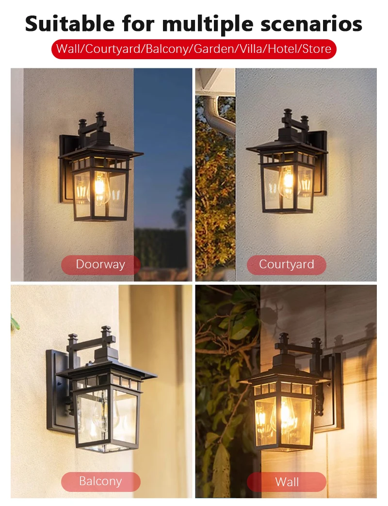 LED Outdoor Waterproof Wall Lamp Iron Painted Garden Balcony Corridor Wall Lamp Minimalist Decorative Wall Lamp AC110-220V