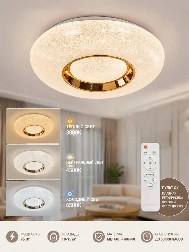 Modern Living Room Ceiling Light Bedroom Circular Chandelier Villa Kitchen Shrink LED Lamp Channel Lamp 3 Color Change Lamplight