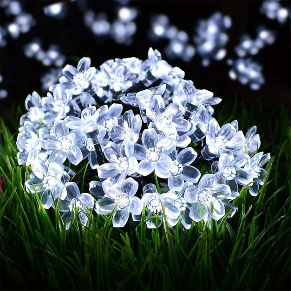 Cherry Blossom Flower Garland Lamp USB Operated LED String Fairy Lights Crystal Flowers Indoor Wedding Christmas Decors