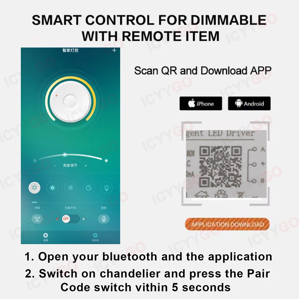 LED Driver 48W 80W 100W 120W 140W 160W APP Control 2.4G Long Distance Smart LED Transformer For Ceiling Lamp Power Supply