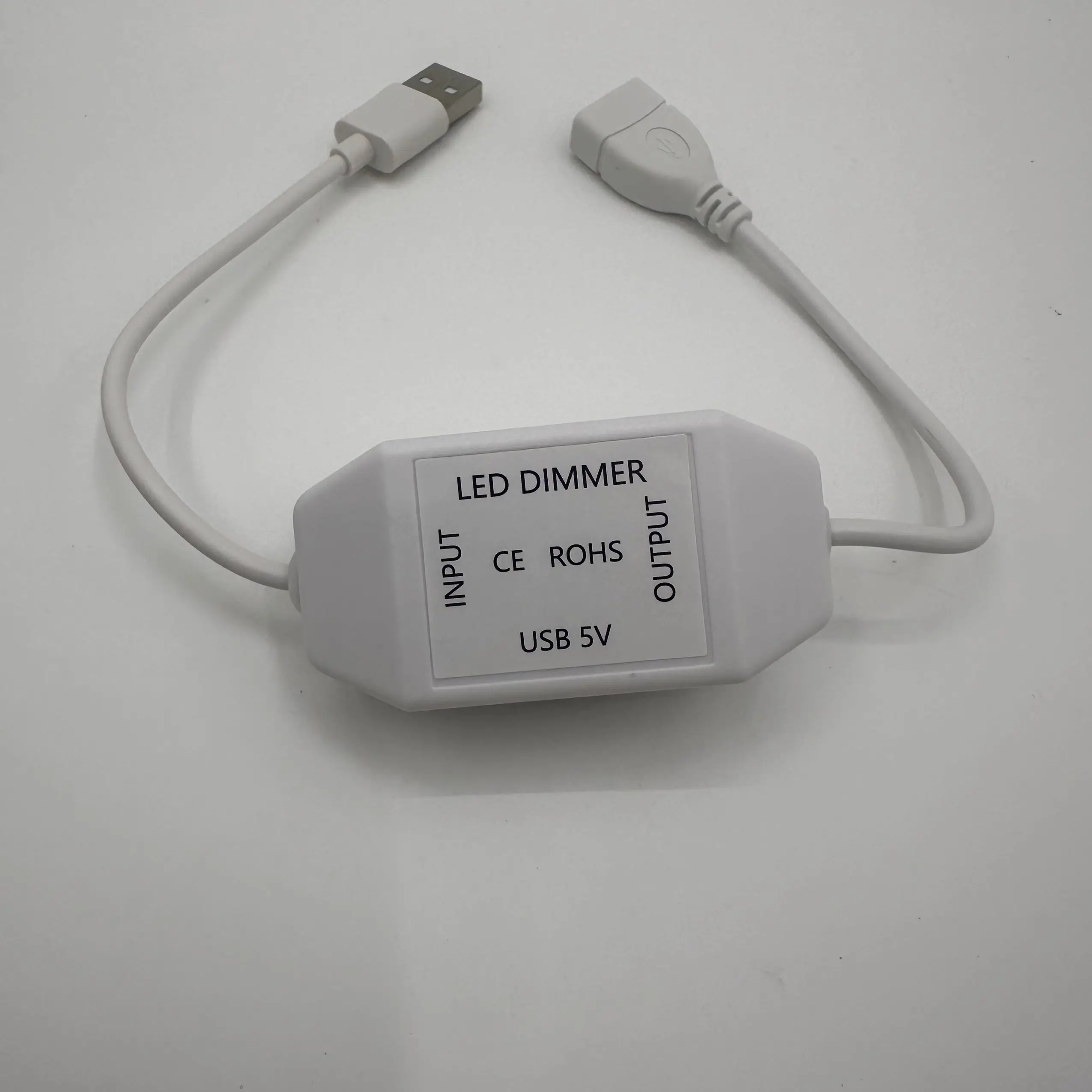 LED Knob Dimmer Switch 5V DC USB Female to Male Extension Cord with Rotary ON OFF Controller White Black for LED Strips Lights