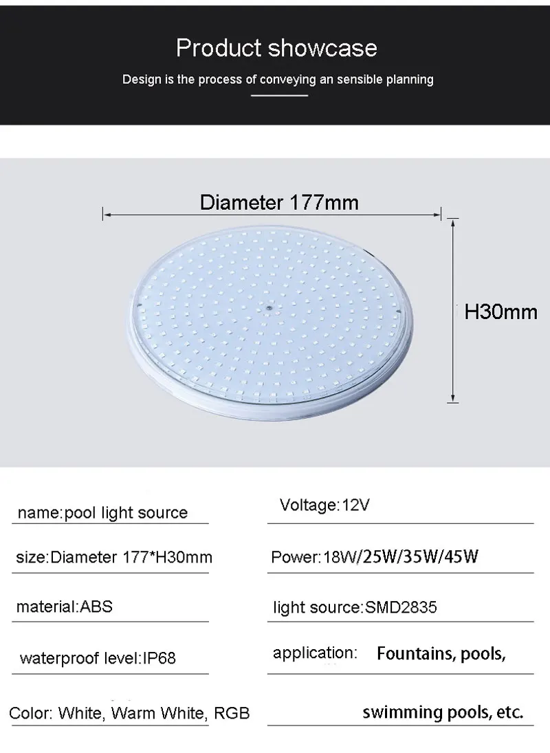 IP68 Swimming Pool Light 18W 35W Resin Filled Light AC12V PAR56 Underwater Light RGB with RC Warm and Cold Light Without RC