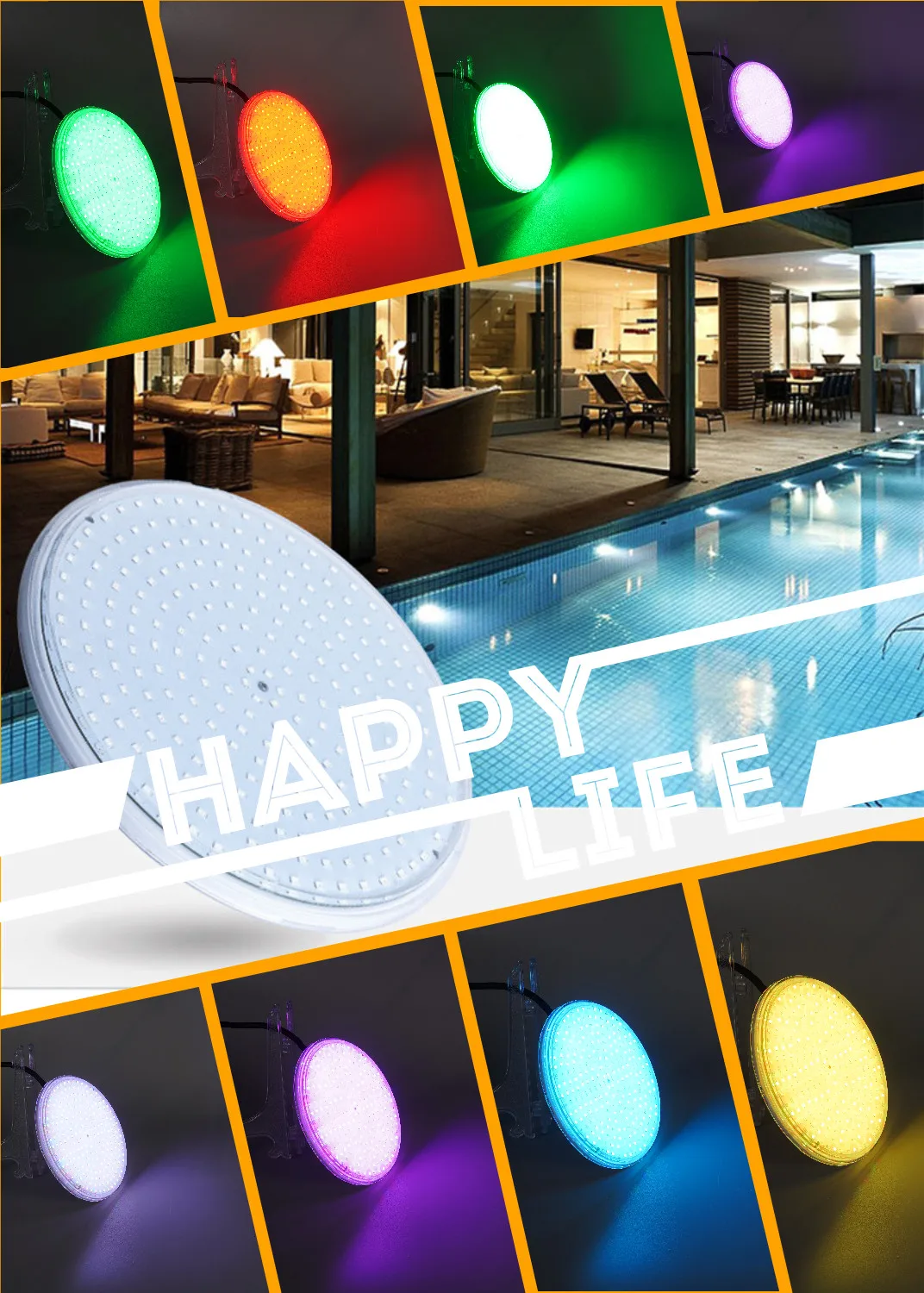 IP68 Swimming Pool Light 18W 35W Resin Filled Light AC12V PAR56 Underwater Light RGB with RC Warm and Cold Light Without RC