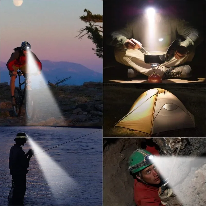Powerful LED Headlamp 18650 Battery USB Rechargeable Headlight Zoomable Waterproof Head Flashlight for Camping Fishing Outdoor