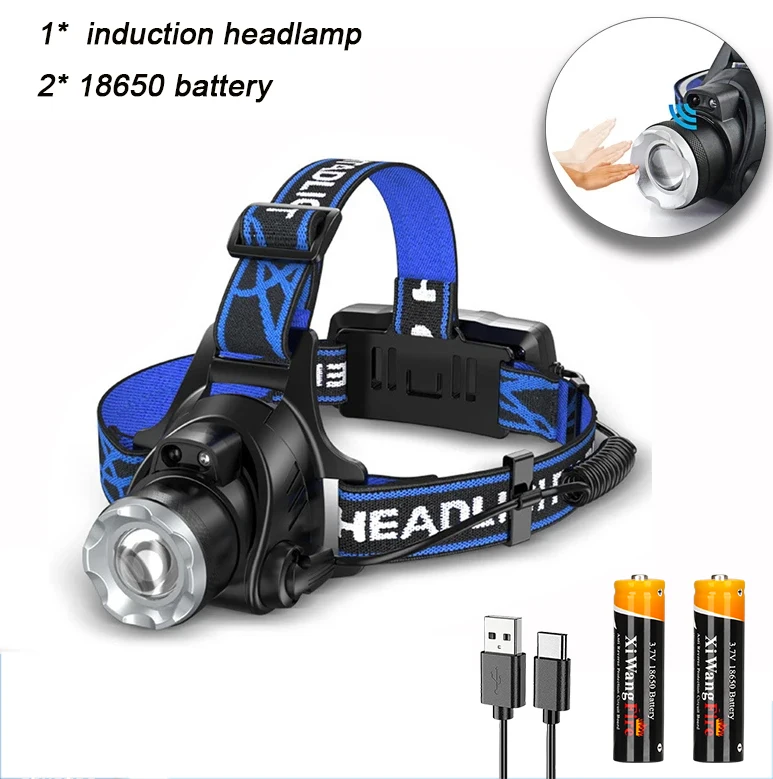 Powerful LED Headlamp 18650 Battery USB Rechargeable Headlight Zoomable Waterproof Head Flashlight for Camping Fishing Outdoor