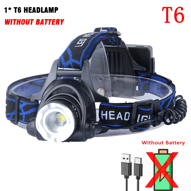 Powerful LED Headlamp 18650 Battery USB Rechargeable Headlight Zoomable Waterproof Head Flashlight for Camping Fishing Outdoor