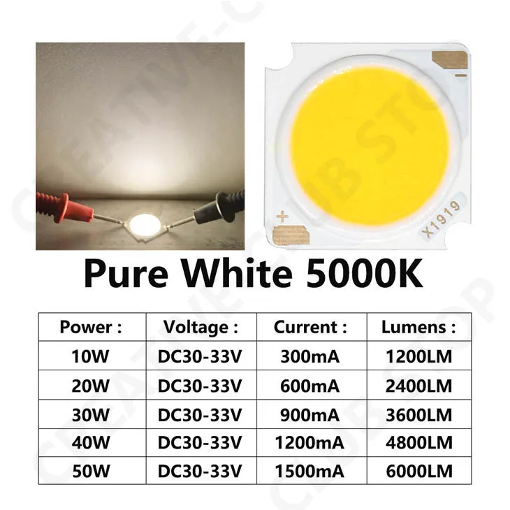 10pcs 1919 10W 20W 30W 40W LED COB Chip Light-emitting Diode Imported Bridgelux Crystal Chip DC30-33V DIY Downlight Panel Light