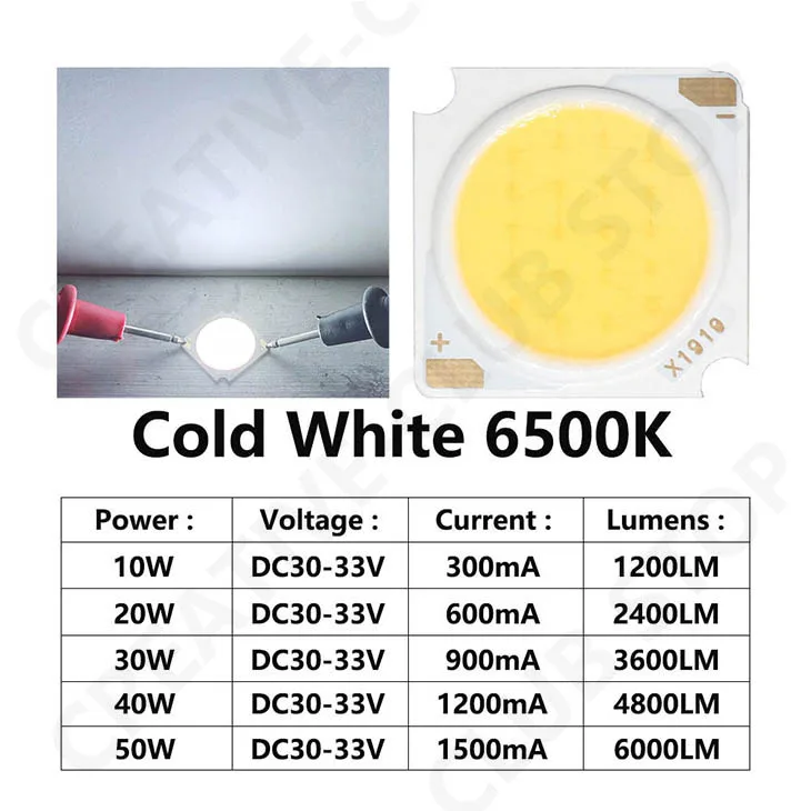 10pcs 1919 10W 20W 30W 40W LED COB Chip Light-emitting Diode Imported Bridgelux Crystal Chip DC30-33V DIY Downlight Panel Light