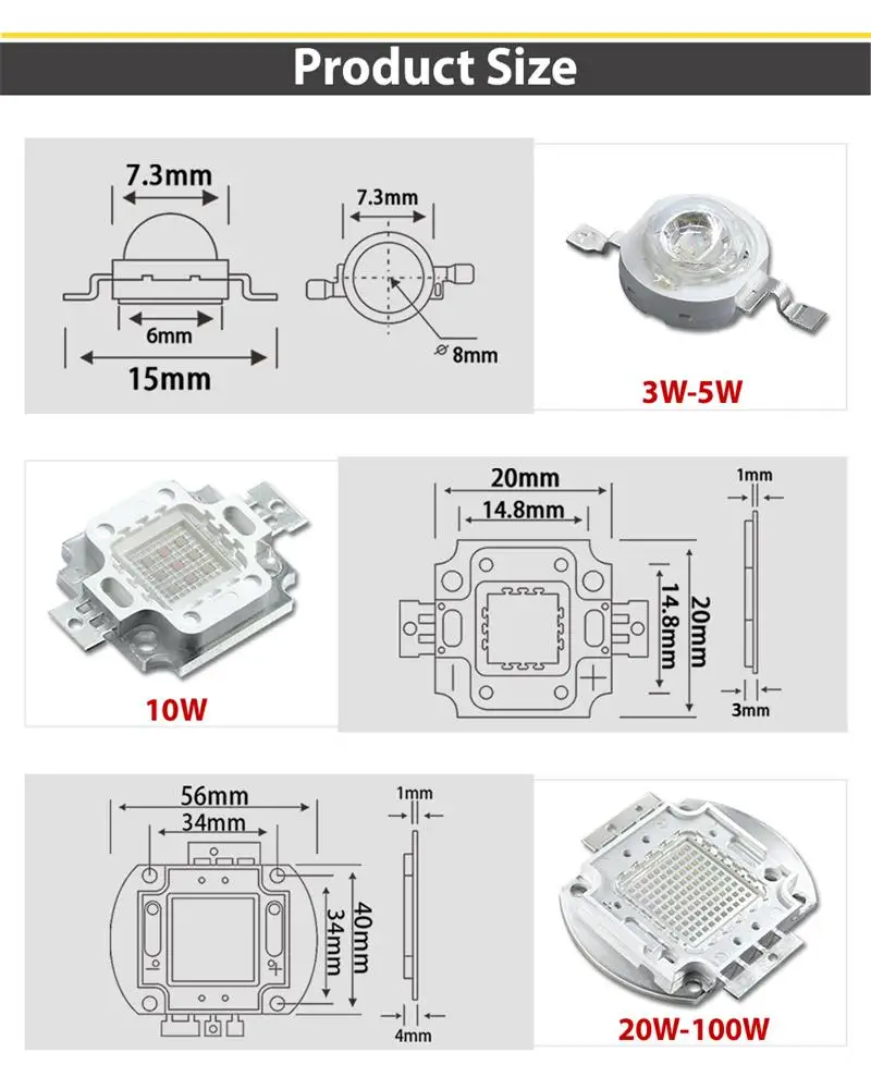 10W 20W 30W 50W 100W 395NM UV Ultra Violet High power LED for Aquarium