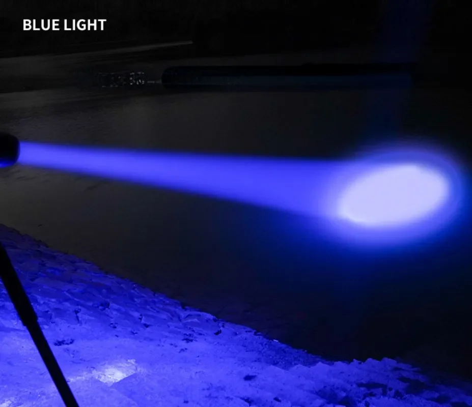 Night FishingLight Super Bright 4 Light Source Fishing Searchlight Bait Charging Purple Blue Light Zoomable Handheld Flashlight