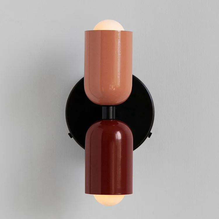 Nordic Colorful LED Wall Lamps Modern Minimalist Cream Double Head Lights For Living Room Bedroom Bedside Indoor Decor Fixtures