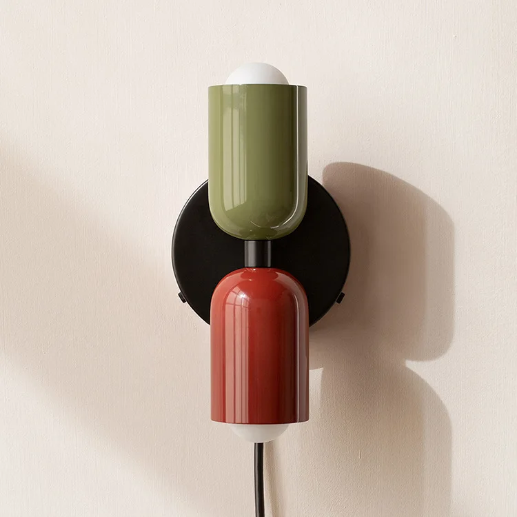 Nordic Colorful LED Wall Lamps Modern Minimalist Cream Double Head Lights For Living Room Bedroom Bedside Indoor Decor Fixtures