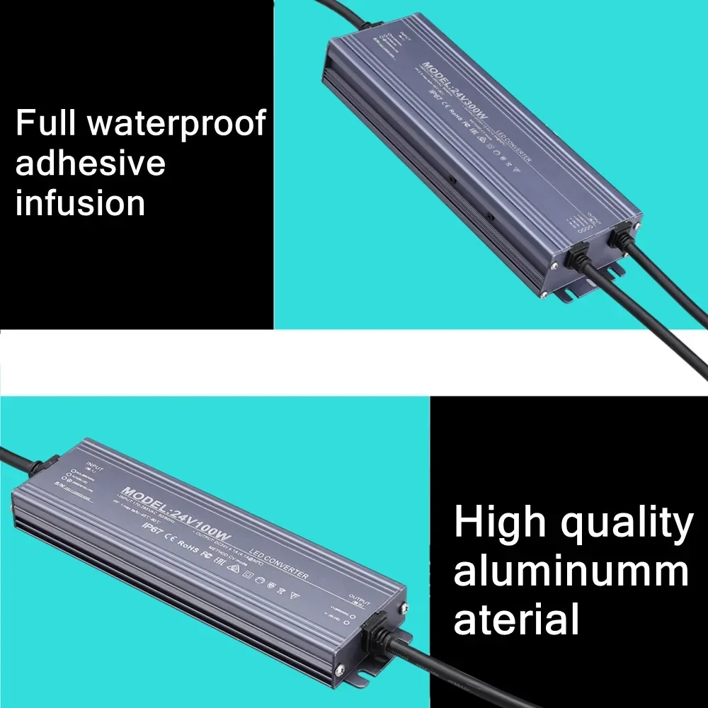 Lighting Transformer Waterproof Power Supply IP67 IP68 AC220V To DC 12V 24V LED Driver 100W 200W 300W 400W 500W Outdoor Adapter
