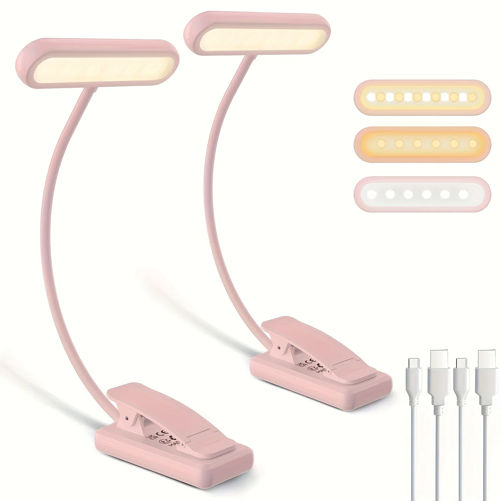 1 pcs USB Rechargeable Book Light 3 Color Adjustable LED Reading Lamp with Clamp Eye-Care Night Light for Bed, Study Desk