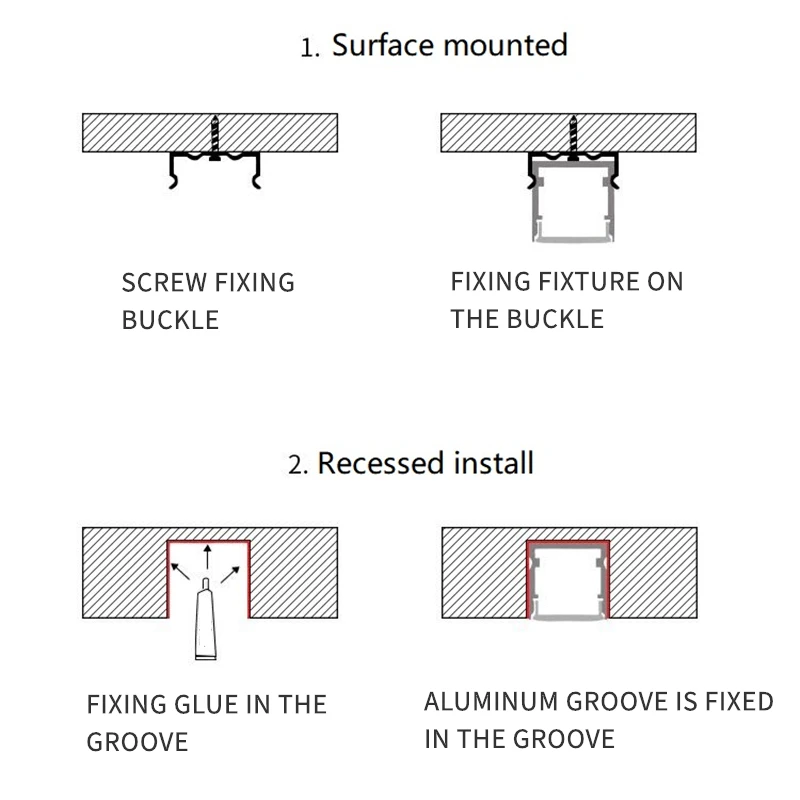 2-30 Pieces/Pack LED Aluminum Profile 0.5m/Piece U/V Shape Suitable For 8-12mm LED Light Strip Housing Channel Decor Materials