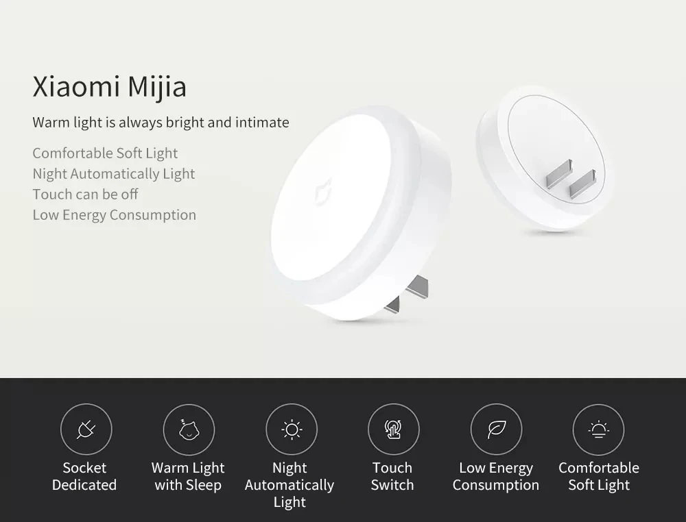 New Xiaomi MiJIA LED Smart Infrared Human Body Motion Sensor Dimmable Control Lighting Night Light For Smart Home No Battery