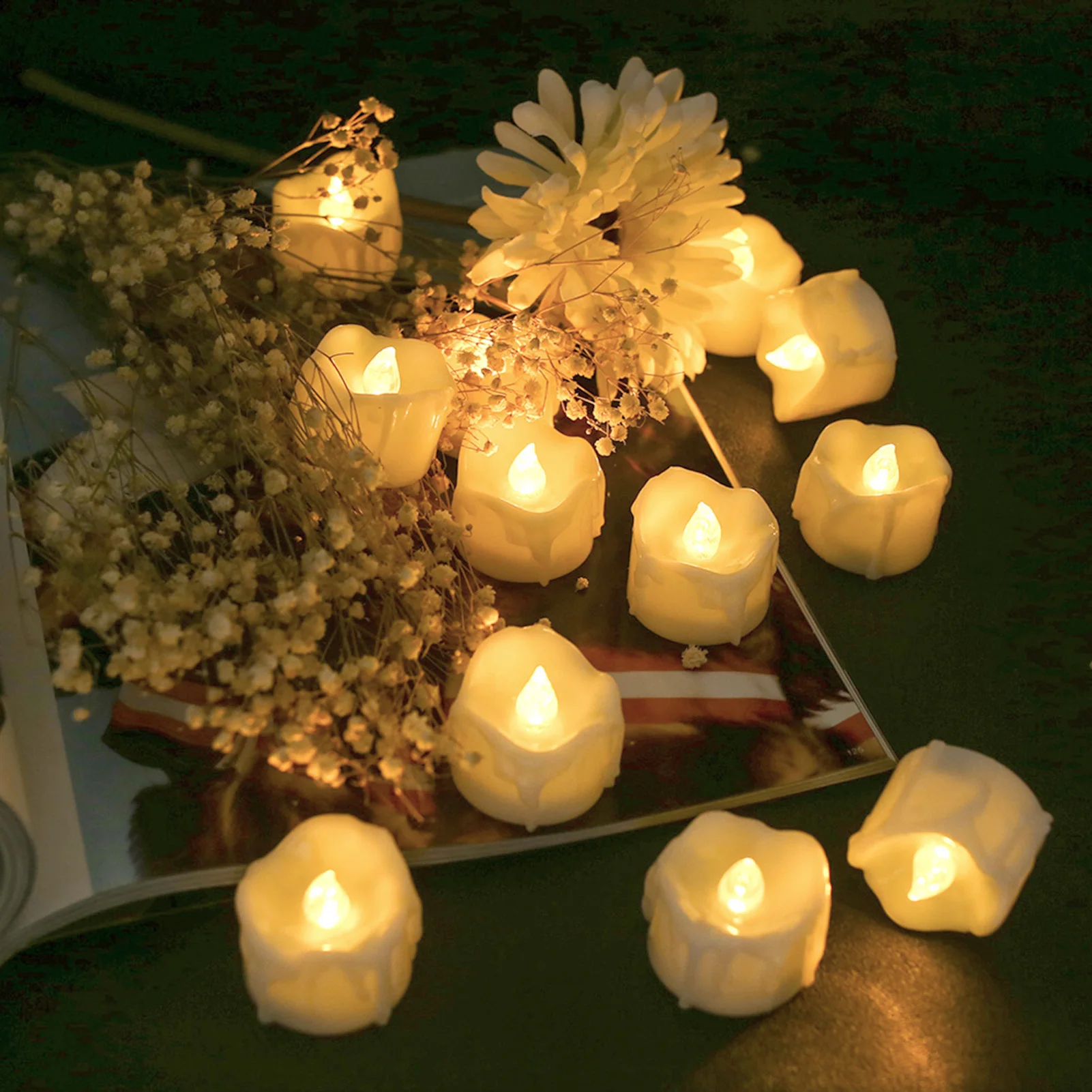 12/24Pcs Flameless LED Tea Lights Candles 100+ Hours Battery-Powered Tealight Candle for Party Wedding Birthday Home Decoration