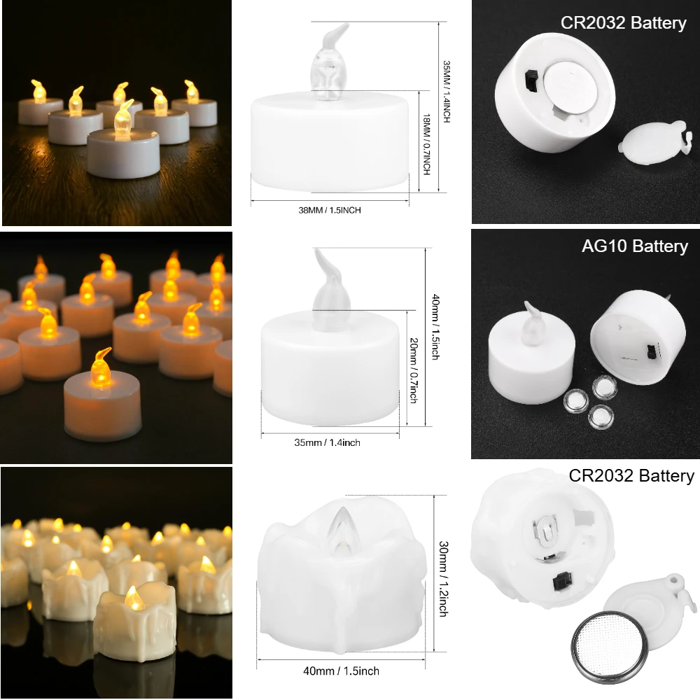 12/24Pcs Flameless LED Tea Lights Candles 100+ Hours Battery-Powered Tealight Candle for Party Wedding Birthday Home Decoration