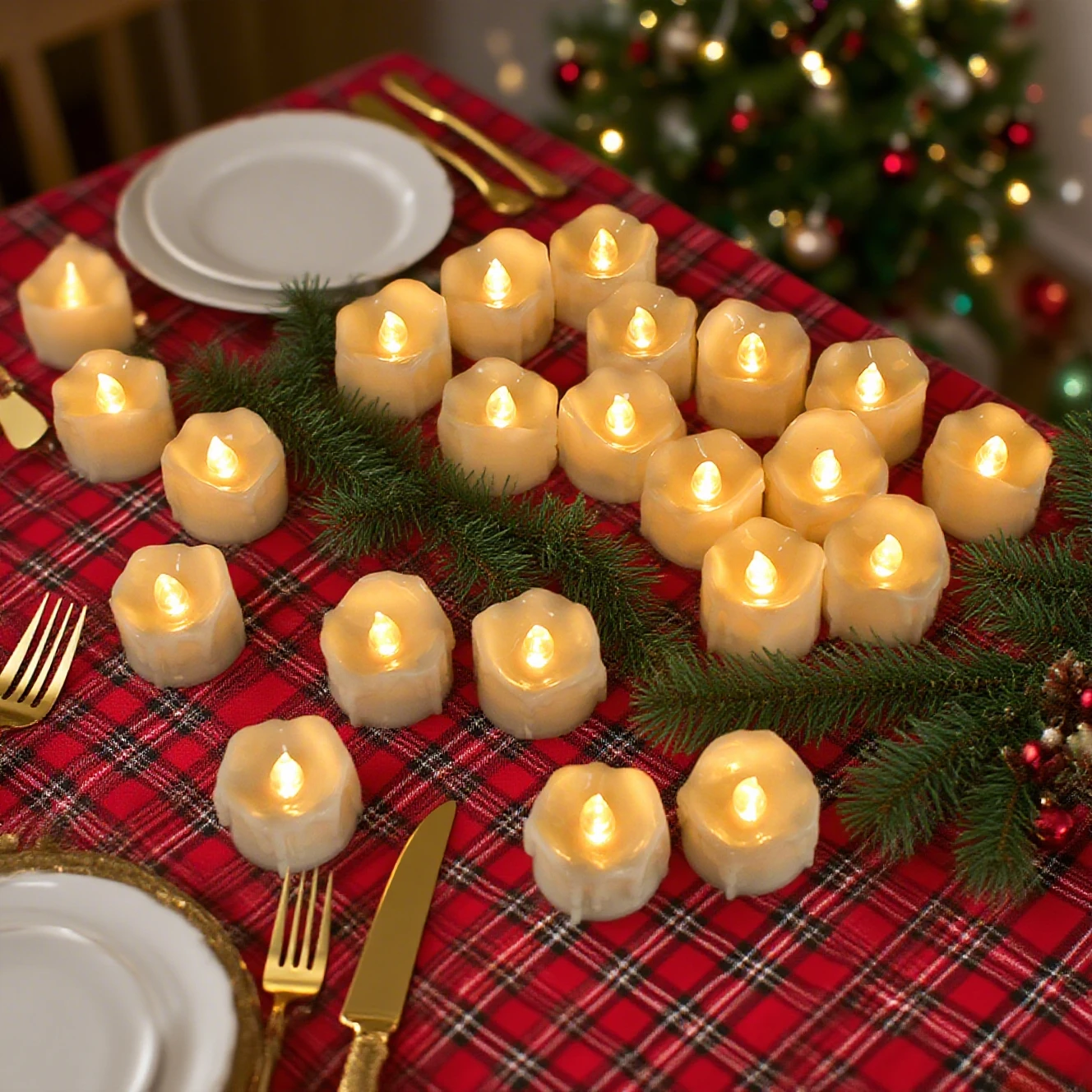 12/24Pcs Flameless LED Tea Lights Candles 100+ Hours Battery-Powered Tealight Candle for Party Wedding Birthday Home Decoration