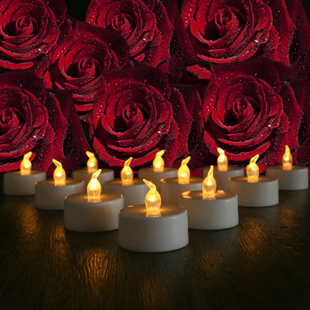 12/24Pcs Flameless LED Tea Lights Candles 100+ Hours Battery-Powered Tealight Candle for Party Wedding Birthday Home Decoration