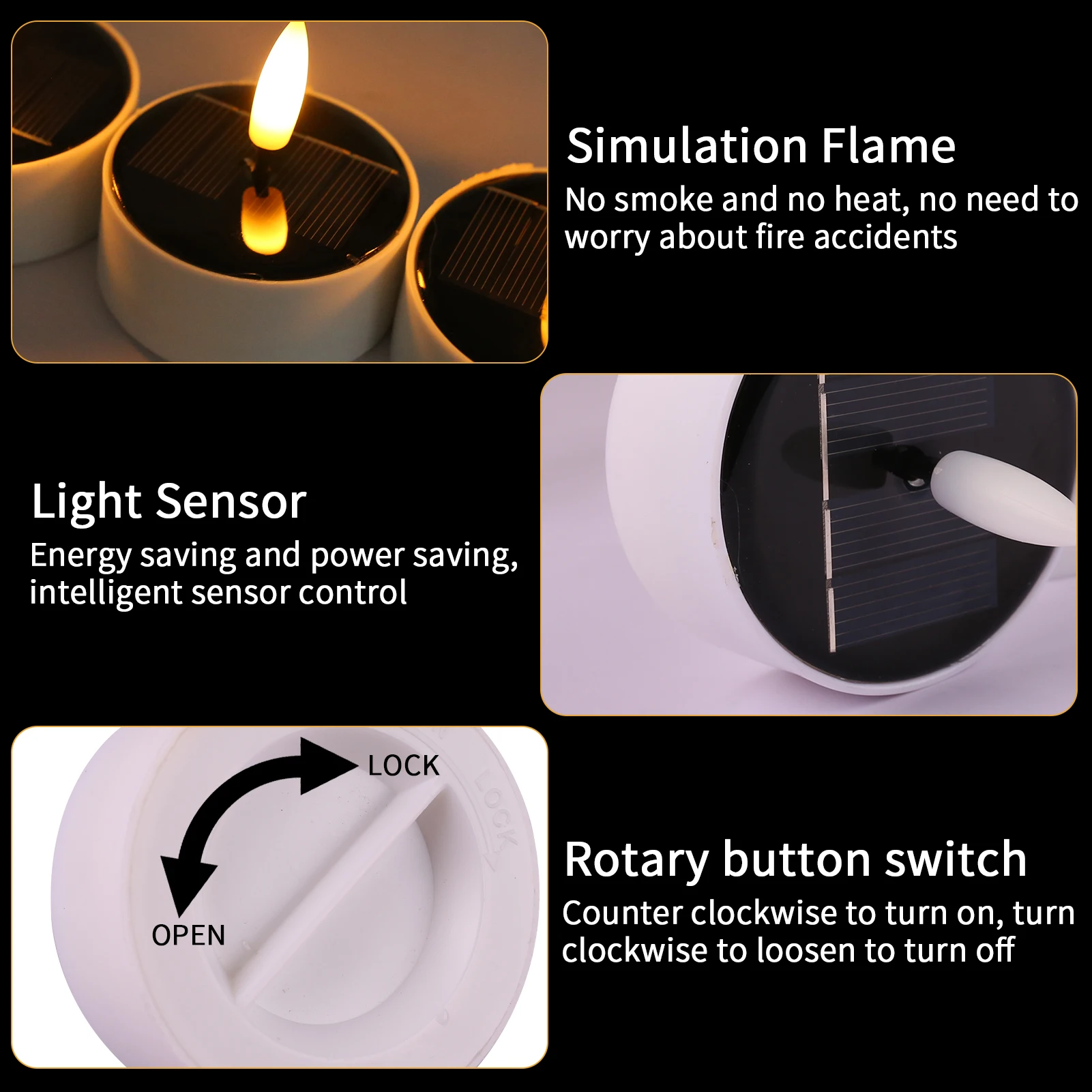 6PCS Solar Tea Light LED Candles Outdoor Waterproof Flameless Solar Tea Lights Rechargeable Candles for Party Garden Home Decor