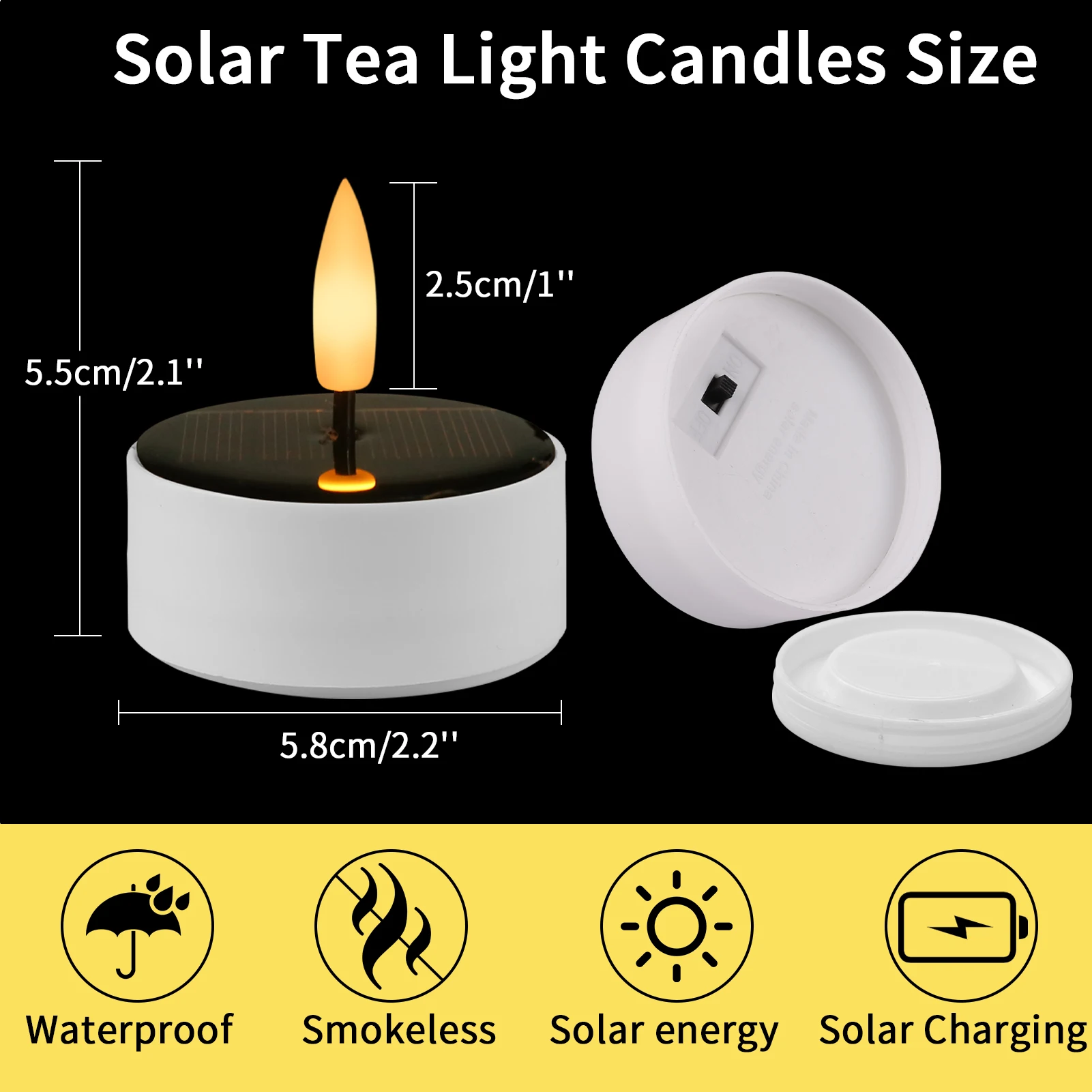 6PCS Solar Tea Light LED Candles Outdoor Waterproof Flameless Solar Tea Lights Rechargeable Candles for Party Garden Home Decor