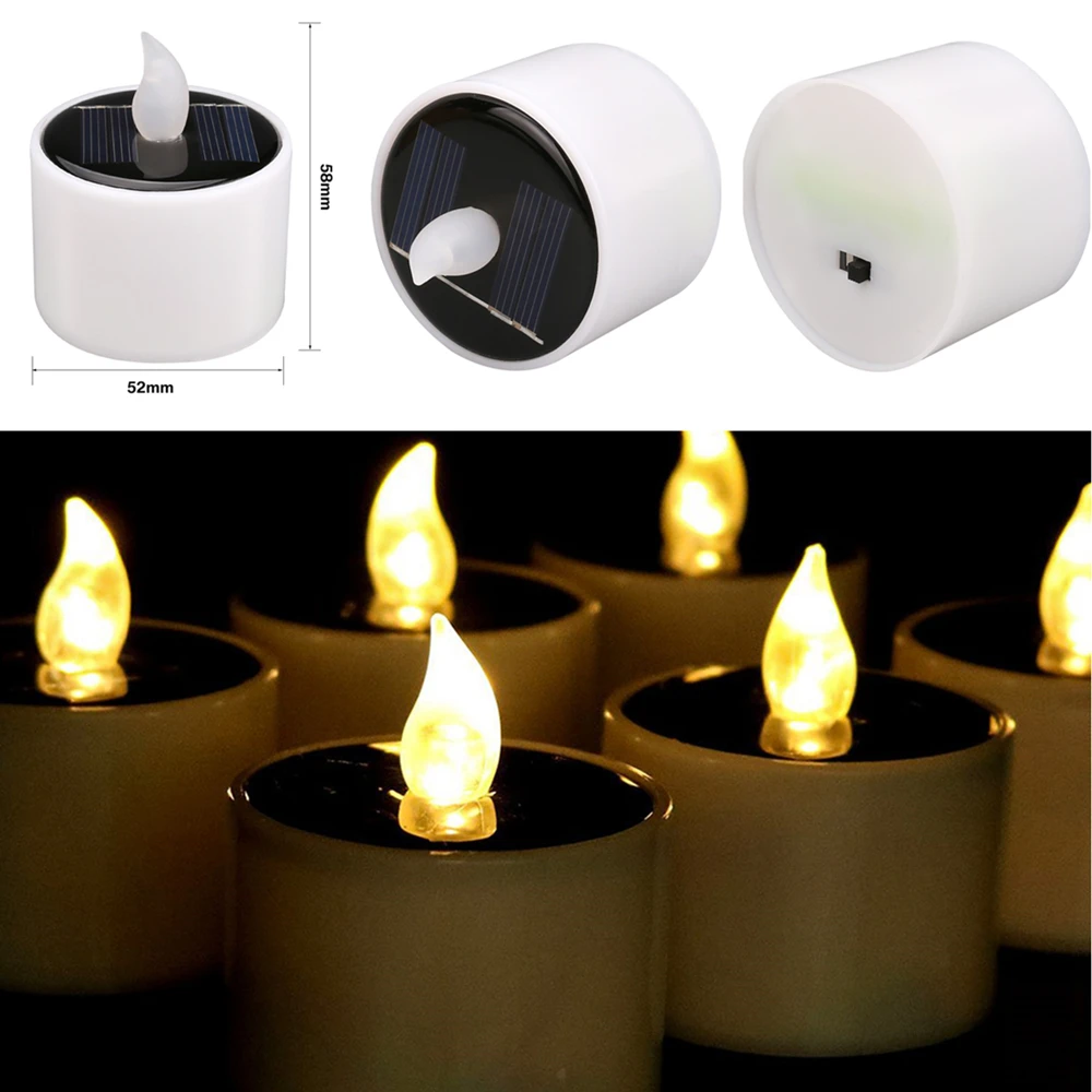 6PCS Solar Tea Light LED Candles Outdoor Waterproof Flameless Solar Tea Lights Rechargeable Candles for Party Garden Home Decor