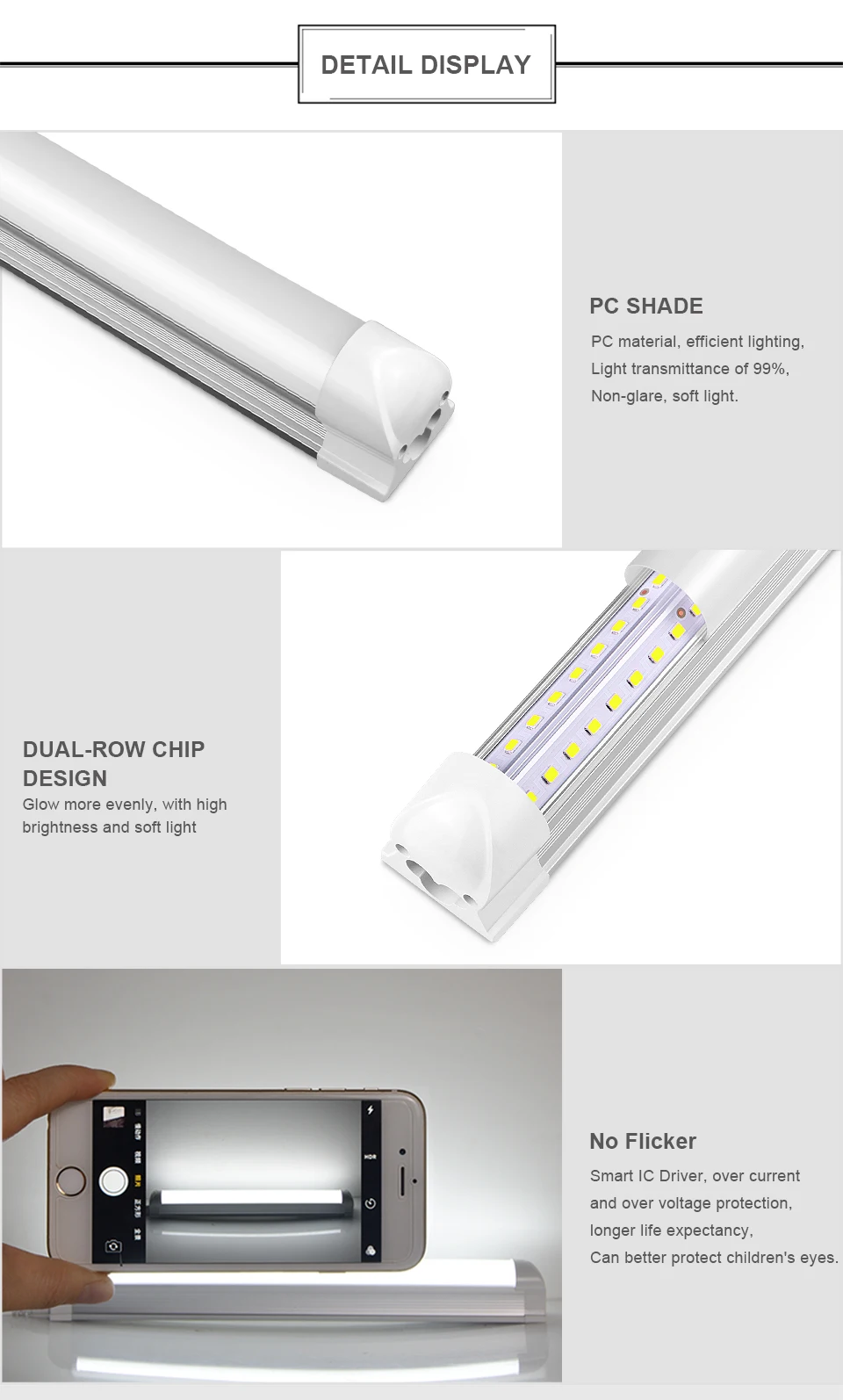 Supper Brightness 25W T8 LED Tube Light 50cm Aluminium Bar Lamp Bulbs 110V 220V Use in Kitchen Cabinet Warehouse Garage Lighting