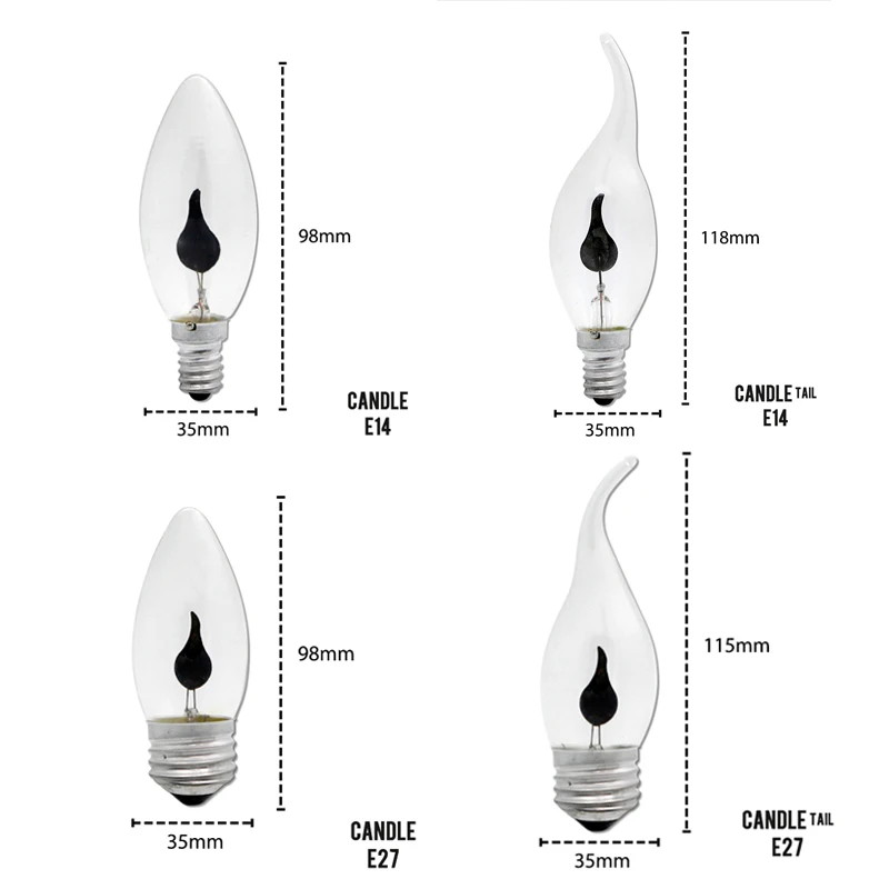 4PCS LED E14 E27 Edison Bulb Candle Light Bulb Flame Effect Bulb AC220V Decor Lighting Ampoule Candle Bulb Bedside Lamp