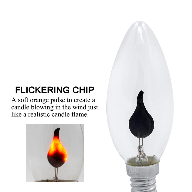 4PCS LED E14 E27 Edison Bulb Candle Light Bulb Flame Effect Bulb AC220V Decor Lighting Ampoule Candle Bulb Bedside Lamp