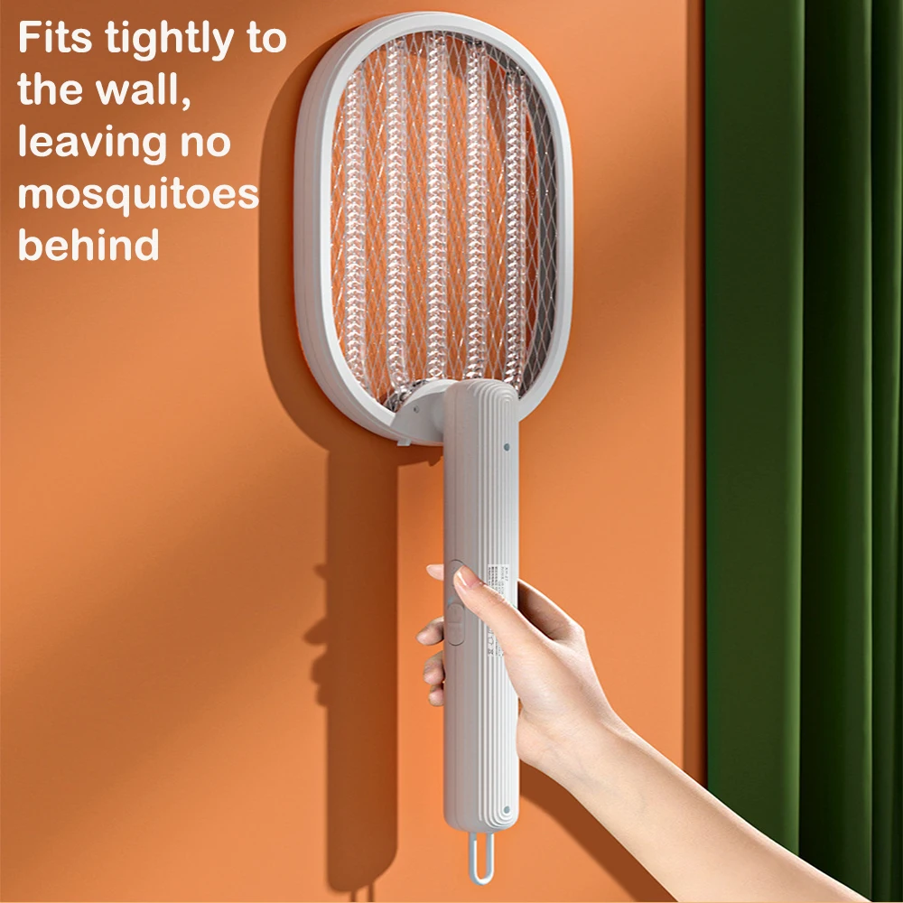 2026 Foldable USB Rechargeable Mosquito Racket Angle Adjustable Electric Mosquito Killer With UV Light Trap Insect Exterminator