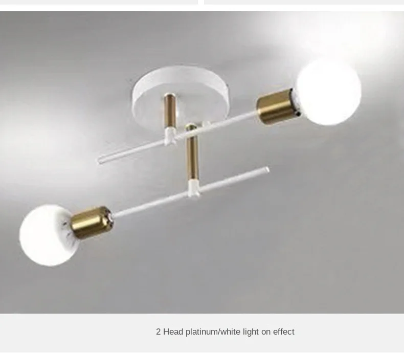 Nordic Simple Living Room Ceiling Light 2 Lamps Modern Long Iron Arm Ceiling Light for Bedroom Dining Room Kitchen E27 AC85-265v