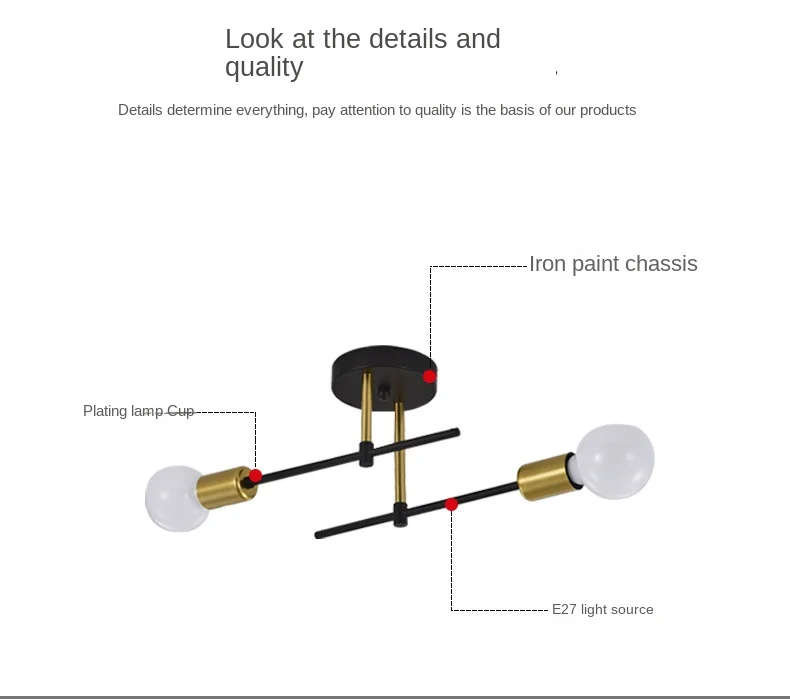 Nordic Simple Living Room Ceiling Light 2 Lamps Modern Long Iron Arm Ceiling Light for Bedroom Dining Room Kitchen E27 AC85-265v