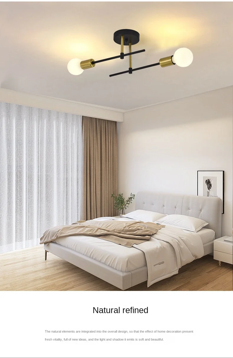 Nordic Simple Living Room Ceiling Light 2 Lamps Modern Long Iron Arm Ceiling Light for Bedroom Dining Room Kitchen E27 AC85-265v