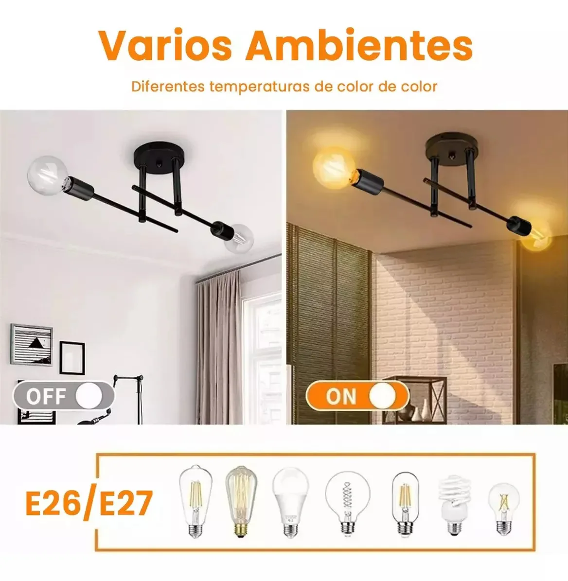 Nordic Simple Living Room Ceiling Light 2 Lamps Modern Long Iron Arm Ceiling Light for Bedroom Dining Room Kitchen E27 AC85-265v