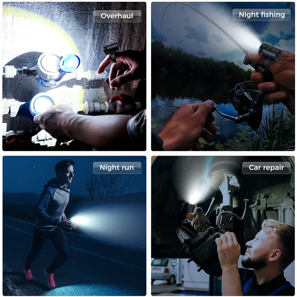 Flashlight Finger Light USB C Charge LED 360 Rotate Adjustable Ring Size Gadget Tool Good Bright Sport Night Fishing Glove Lamp