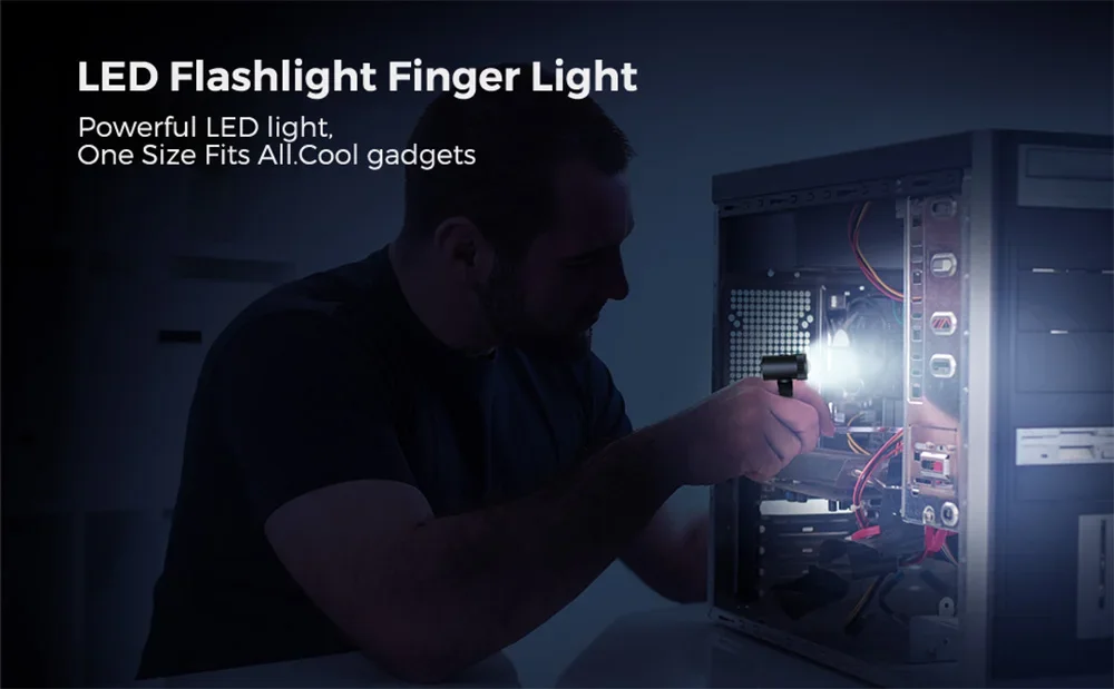 Flashlight Finger Light USB C Charge LED 360 Rotate Adjustable Ring Size Gadget Tool Good Bright Sport Night Fishing Glove Lamp