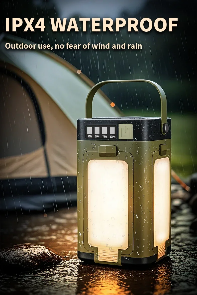 Solar Outdoor Portable Camping Light Solar Charging Foldable 2000mah Power Bank Intelligent Display Portable Hanging Tent Light
