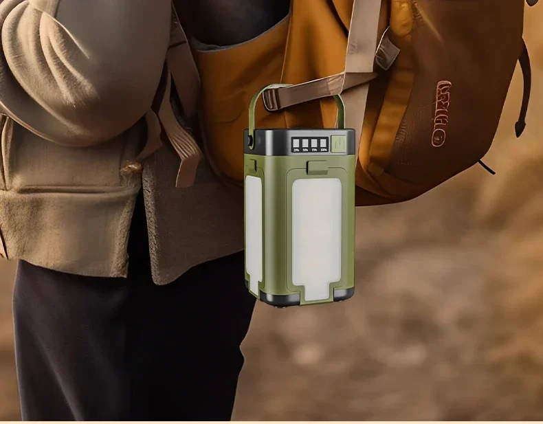 Solar Outdoor Portable Camping Light Solar Charging Foldable 2000mah Power Bank Intelligent Display Portable Hanging Tent Light