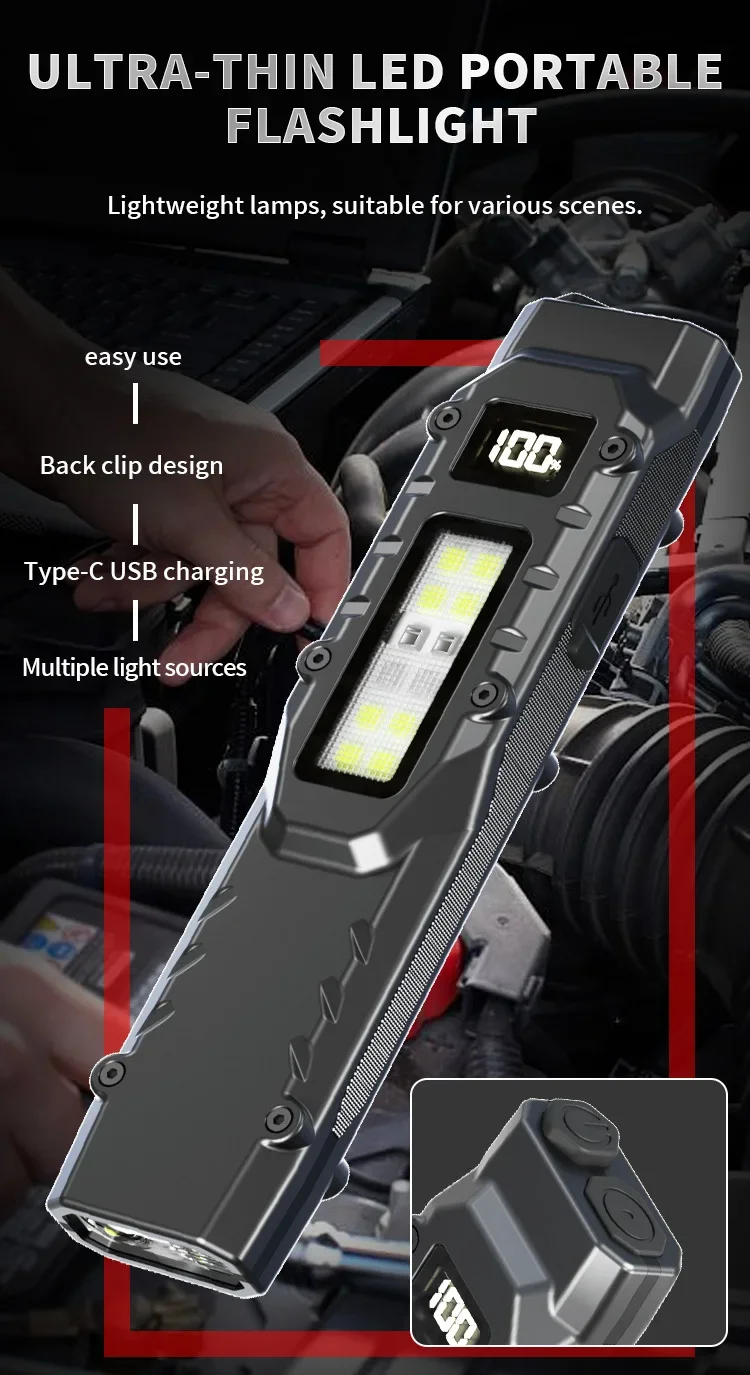 1100LM Super Bright Tactical Flashlight Dual Switch Control EDC Rechargeable Waterproof Emergency Lamp9 Lighting Modes UV Light