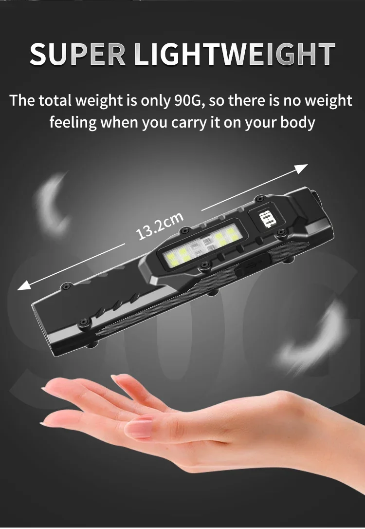 1100LM Super Bright Tactical Flashlight Dual Switch Control EDC Rechargeable Waterproof Emergency Lamp9 Lighting Modes UV Light