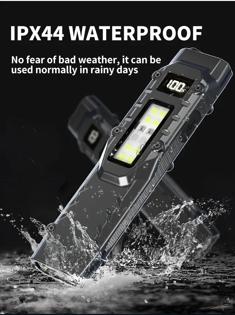 1100LM Super Bright Tactical Flashlight Dual Switch Control EDC Rechargeable Waterproof Emergency Lamp9 Lighting Modes UV Light