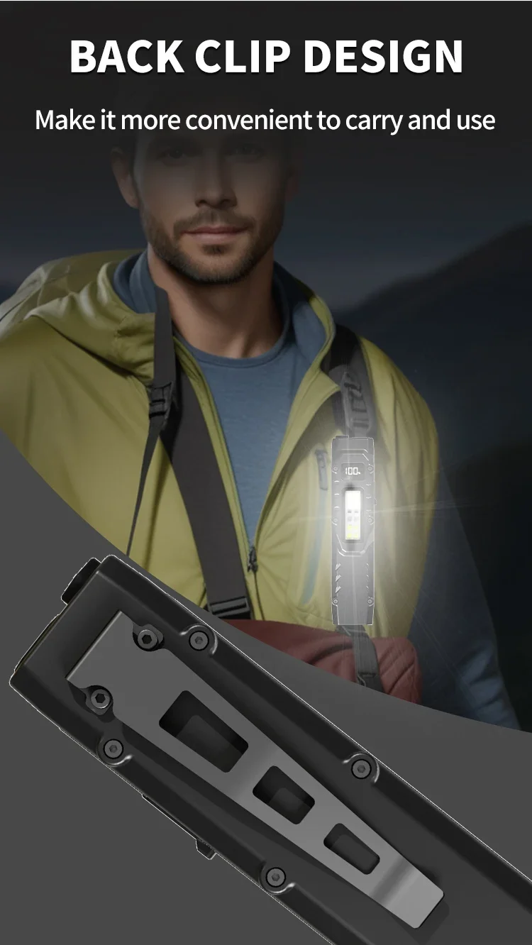 1100LM Super Bright Tactical Flashlight Dual Switch Control EDC Rechargeable Waterproof Emergency Lamp9 Lighting Modes UV Light