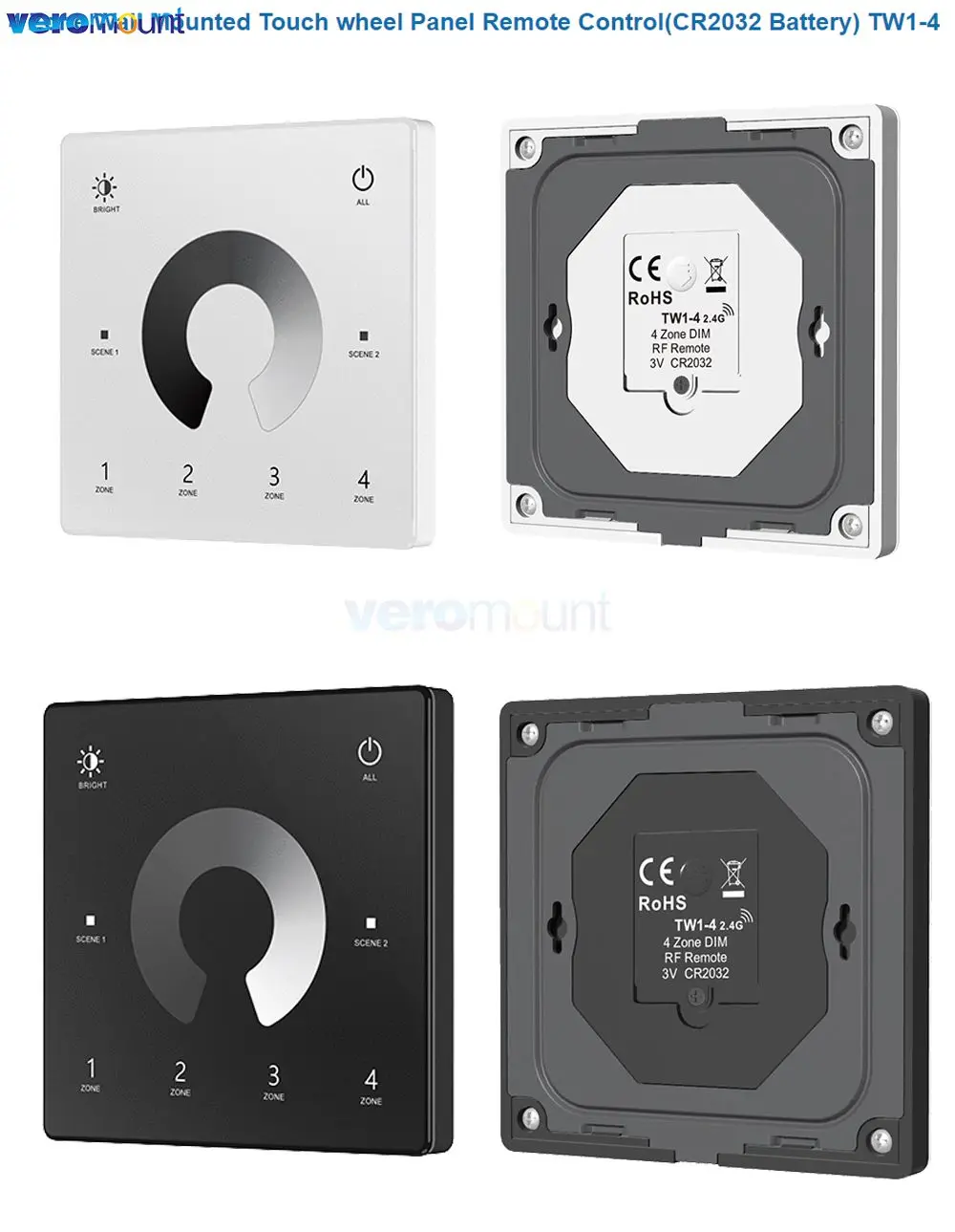 Skydance TW1-4 TW2-4 TW4-4 TW5-4 Wall Touch Panel 2.4G RF 4Zone Dim Switch Controller for Single Color RGB RGBW RGBCCT LED Strip