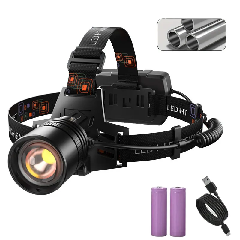 Powerful LED Head Lamp Aluminium Alloy Head Led Light Super Bright Rechargeable Head Flashlight Camping Hunting Fishing Lantern