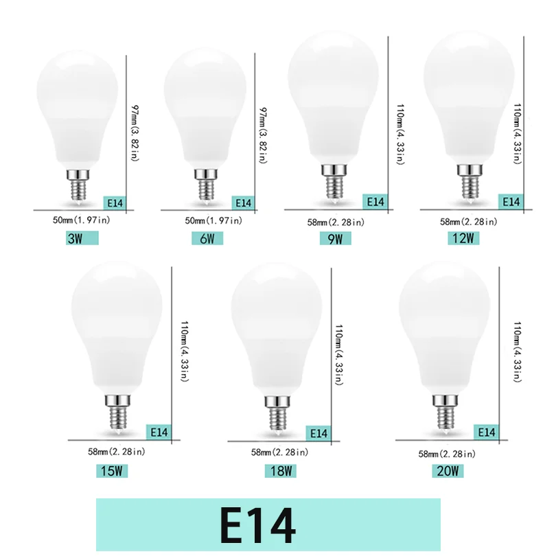 10PCS E27 E14 B22LED Bulb AC220V 3W 6W 9W 12W 15W 18W 20W 6500K/4000K/3000K LED Light Bulb Suitable for Living Room Home Indoor